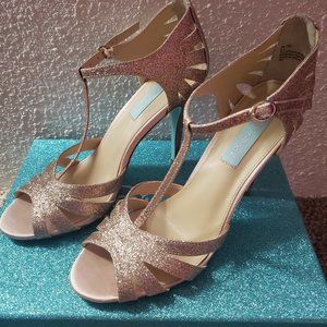 Betsey Johnson Gold Sparkle Heels for Sale